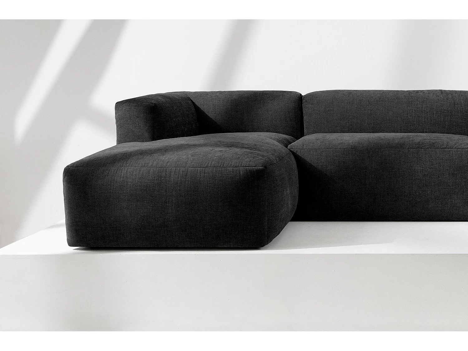 Ecksofa Links 3/4 Sitzer mit extrem weicher und bequemer Sitz - grau - BUFFO