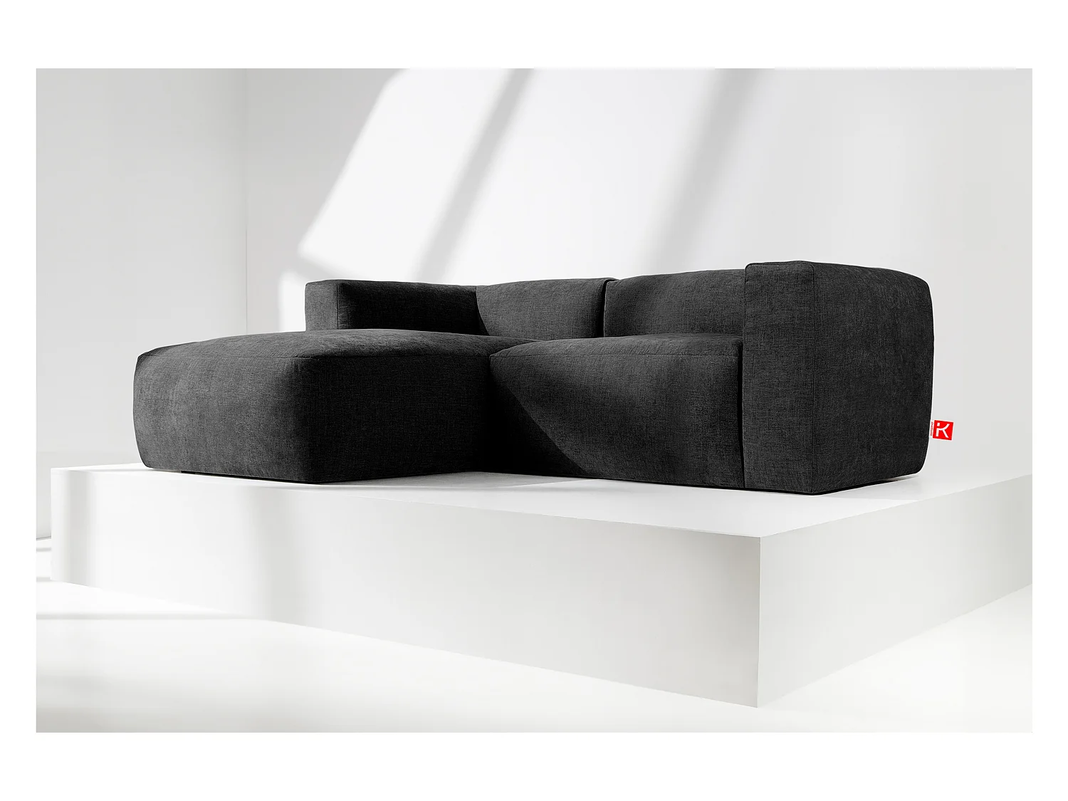 Canapé d'angle gauche 3/4 places avec assise extrêmement moelleuse et confortable - gris - BUFFO
