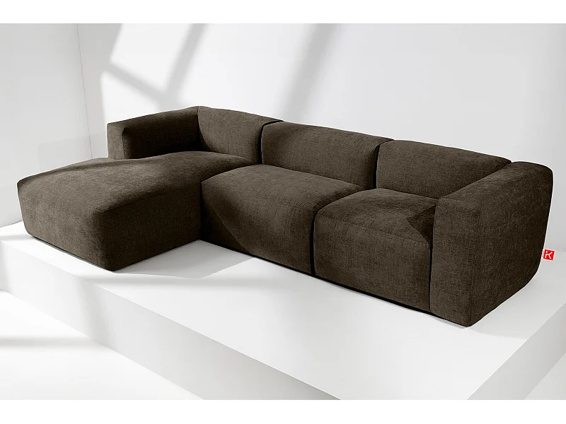 Ecksofa Links mit extrem weicher und bequemer Sitz - braun - BUFFO