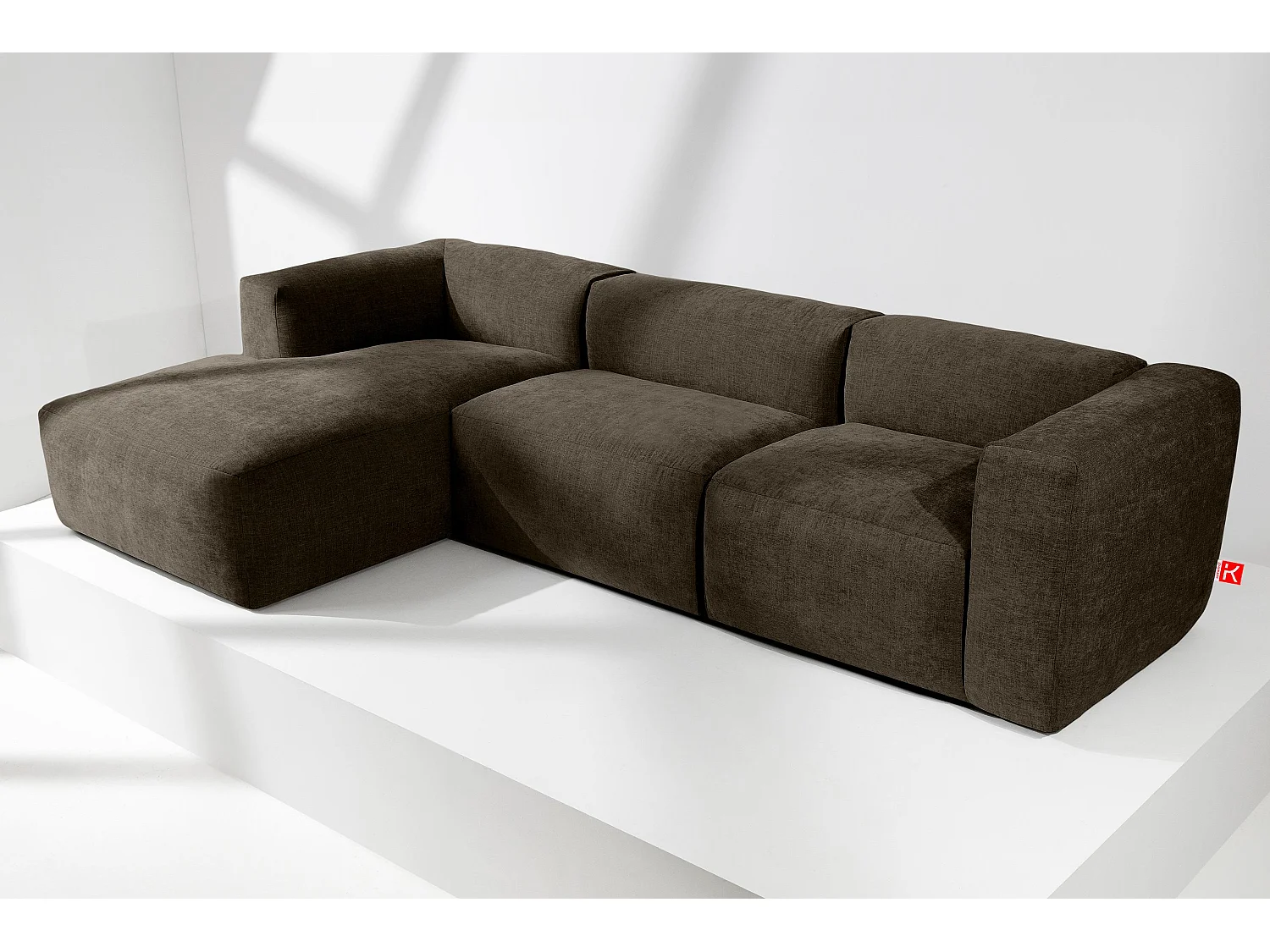 Ecksofa Links mit extrem weicher und bequemer Sitz - braun - BUFFO