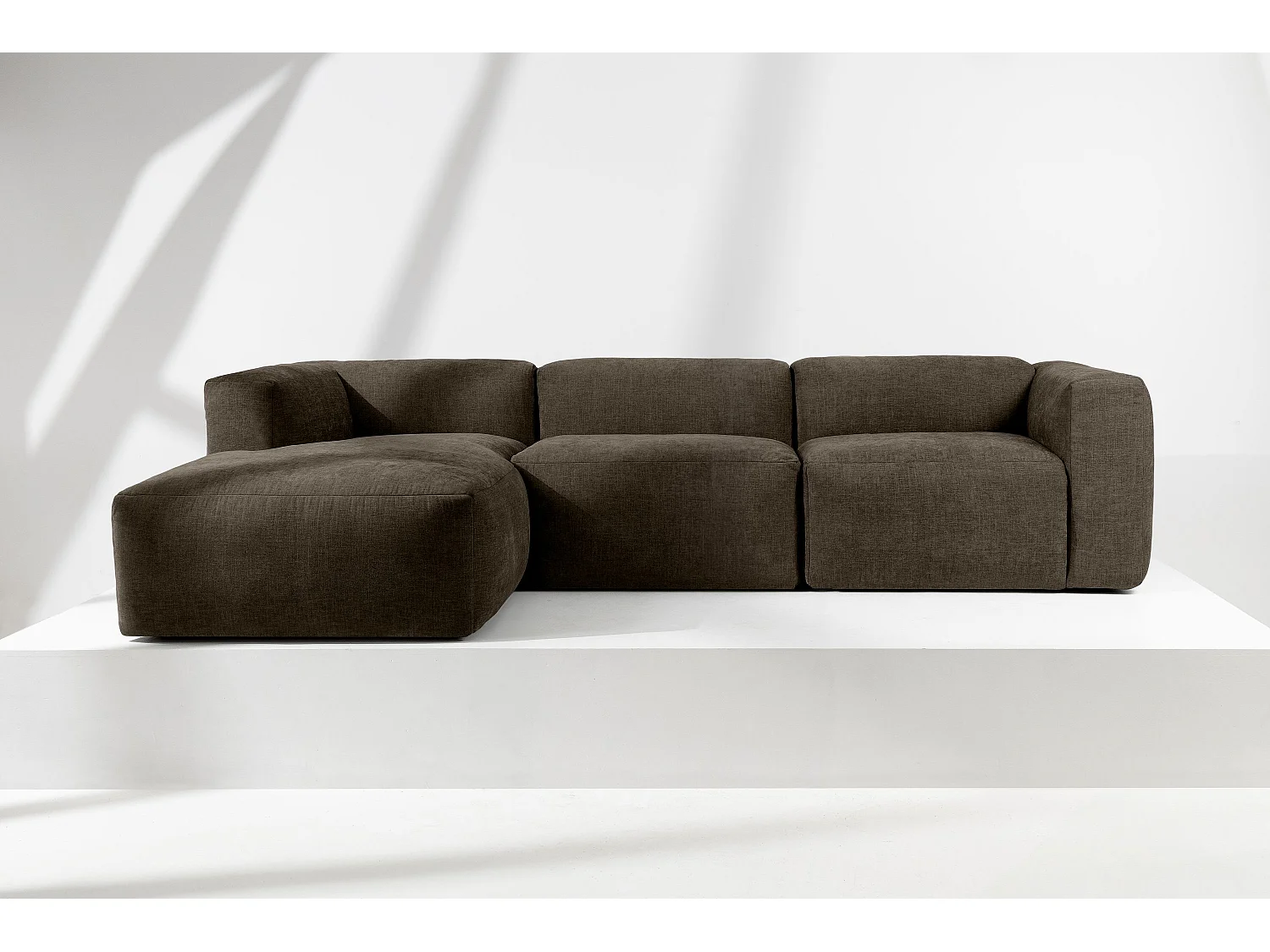 Ecksofa Links mit extrem weicher und bequemer Sitz - braun - BUFFO