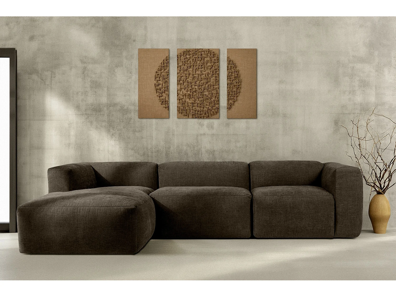 Ecksofa Links mit extrem weicher und bequemer Sitz - braun - BUFFO