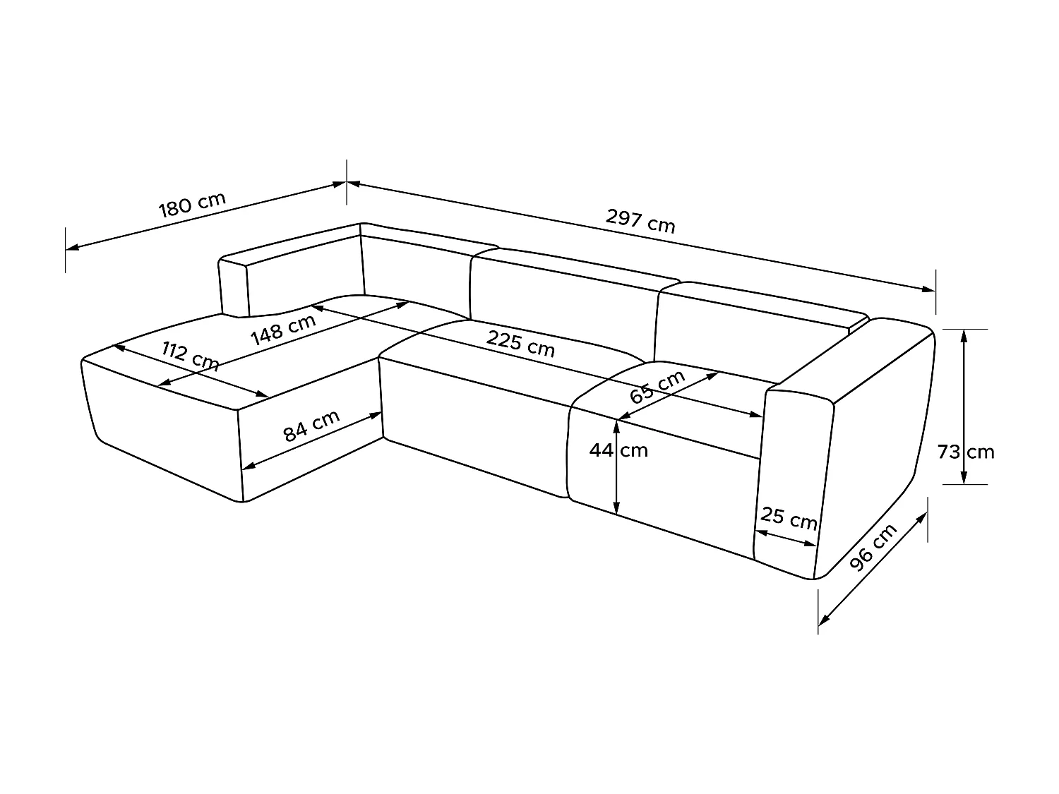 Ecksofa Links mit extrem weicher und bequemer Sitz - braun - BUFFO