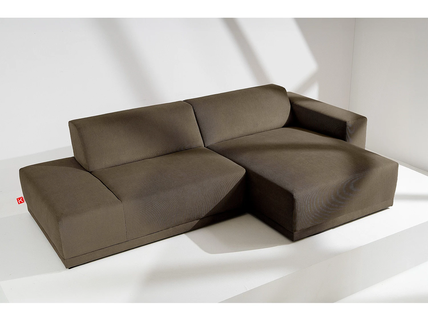 Ecksofa Rechts in moderner Optik mit hochwertigem Kaltschaum  - braun - MUDI