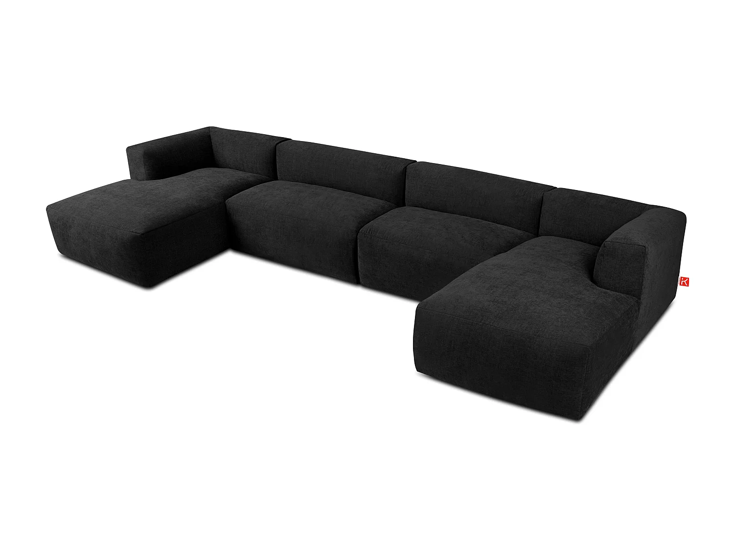 7/8 Sitzer Panorama-Ecksofa mit extrem weicher und bequemer Sitz - grau - BUFFO