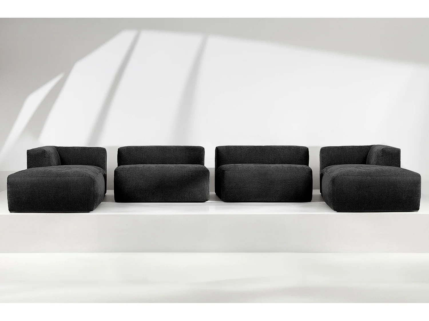7/8 Sitzer Panorama-Ecksofa mit extrem weicher und bequemer Sitz - grau - BUFFO