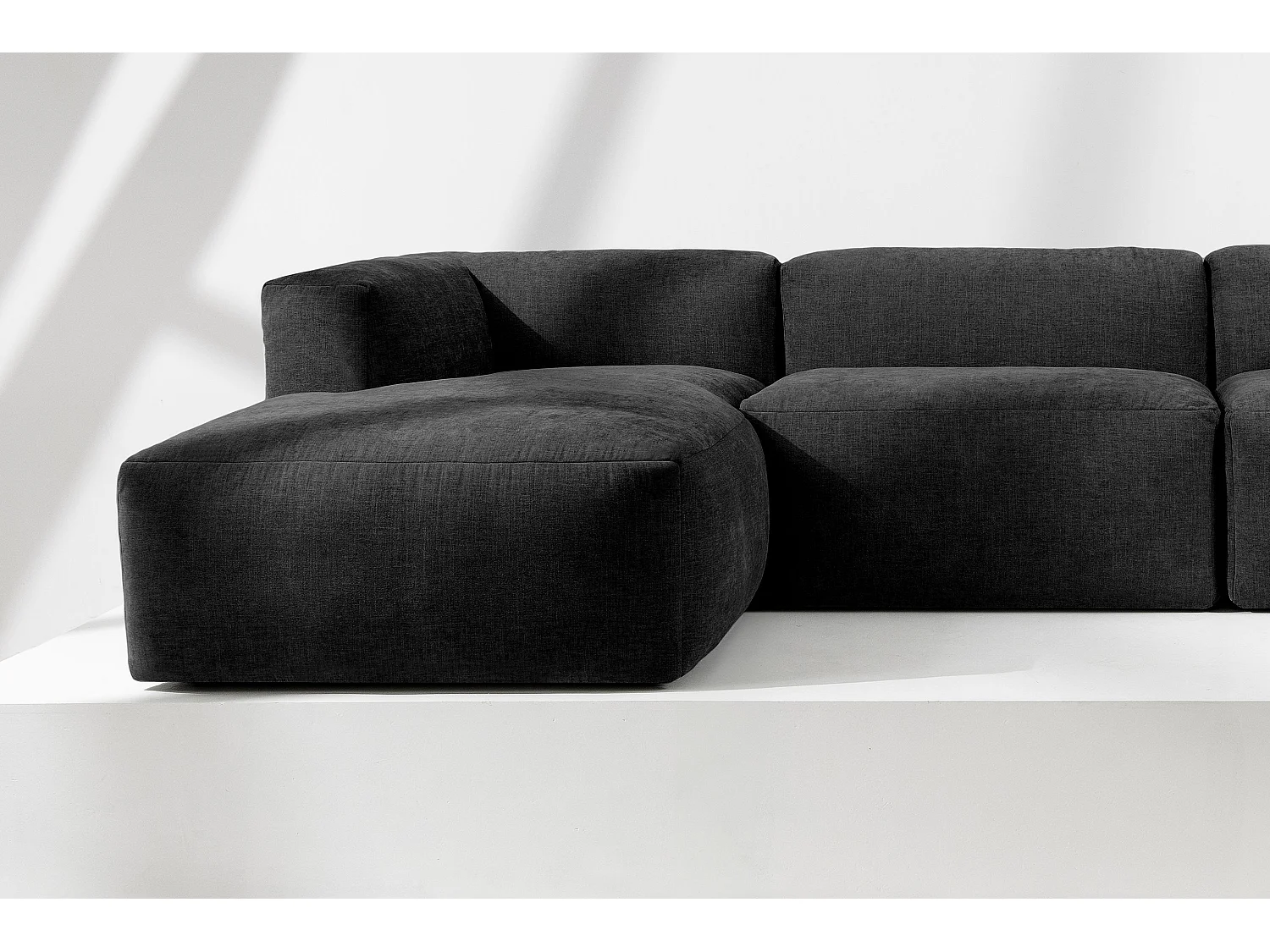 7/8 Sitzer Panorama-Ecksofa mit extrem weicher und bequemer Sitz - grau - BUFFO