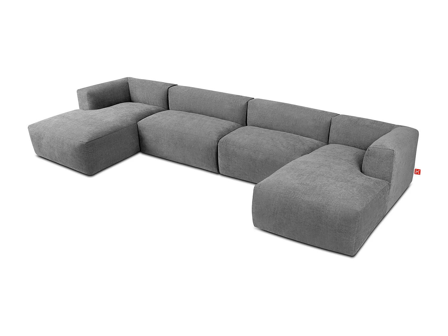 7/8 Sitzer Panorama-Ecksofa mit extrem weicher und bequemer Sitz - grau - BUFFO