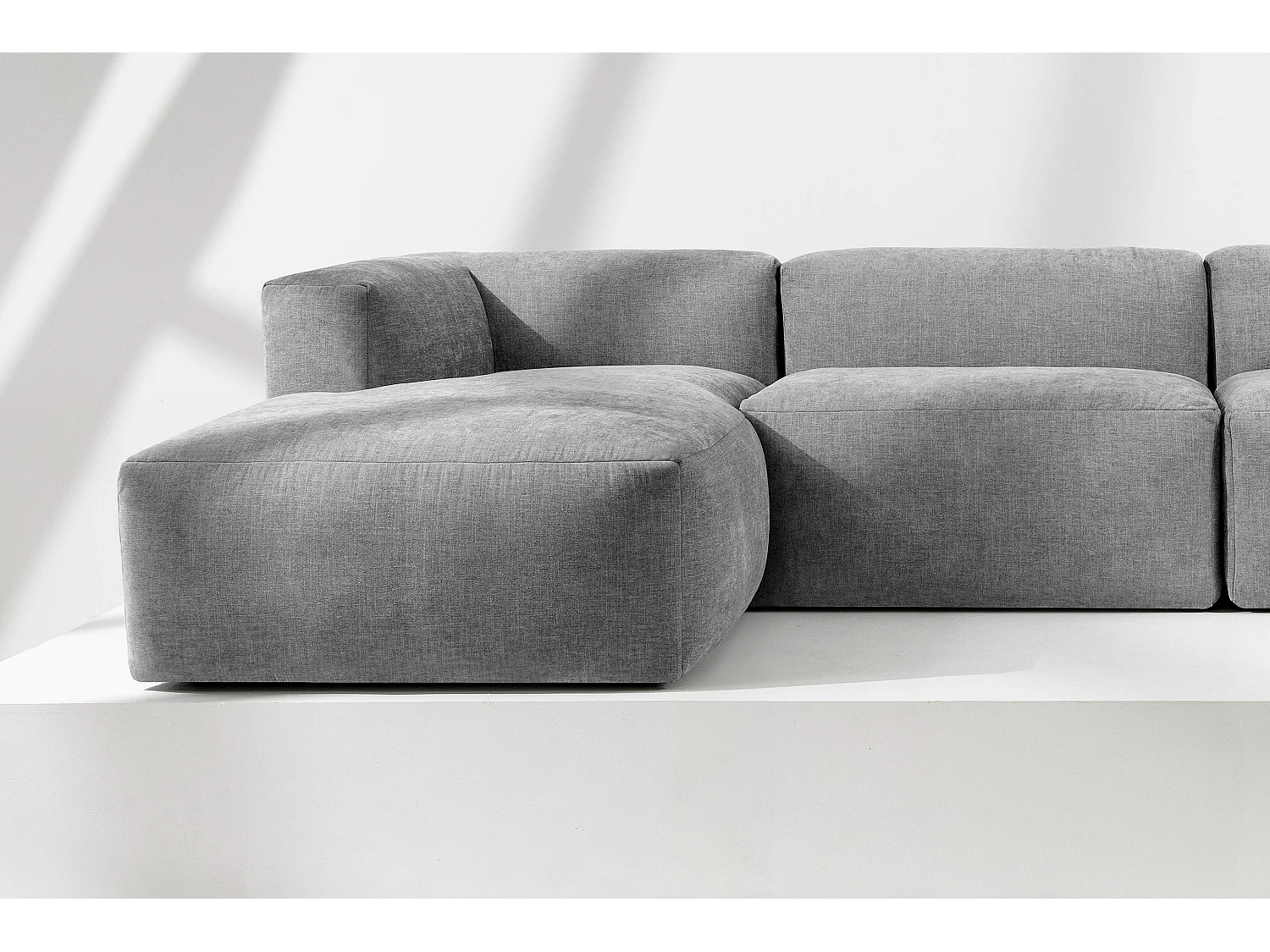 7/8 Sitzer Panorama-Ecksofa mit extrem weicher und bequemer Sitz - grau - BUFFO