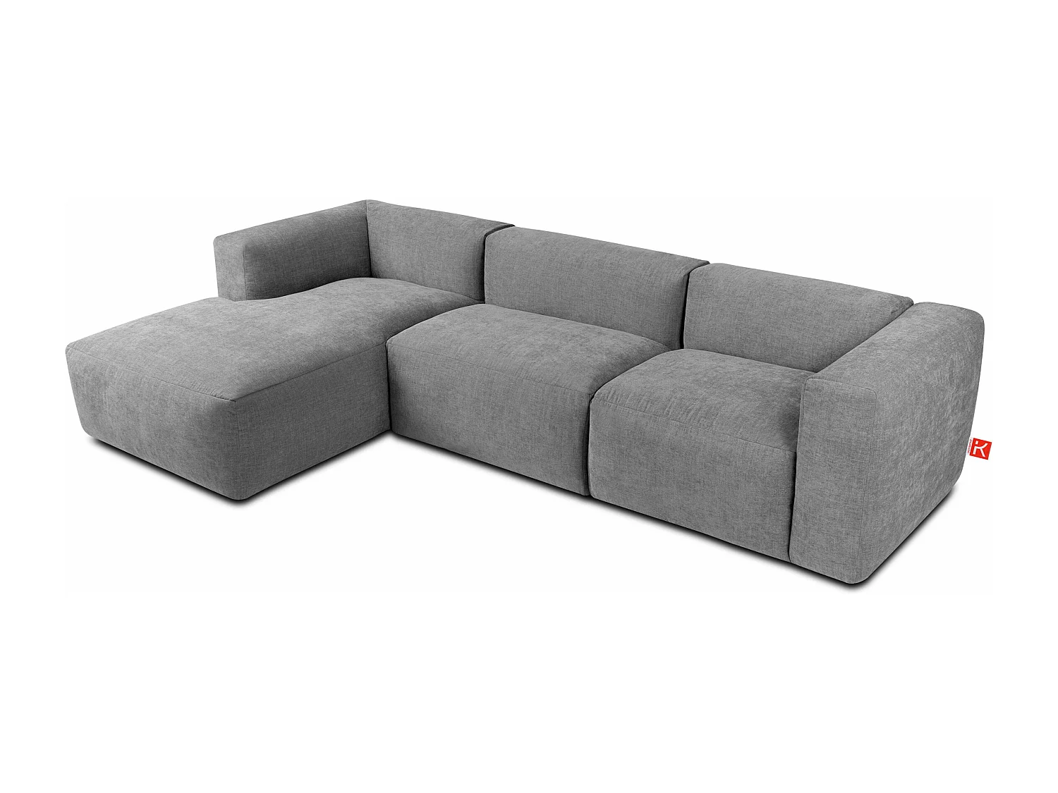 Canapé d'angle gauche avec assise extrêmement moelleuse et confortable - gris clair - BUFFO