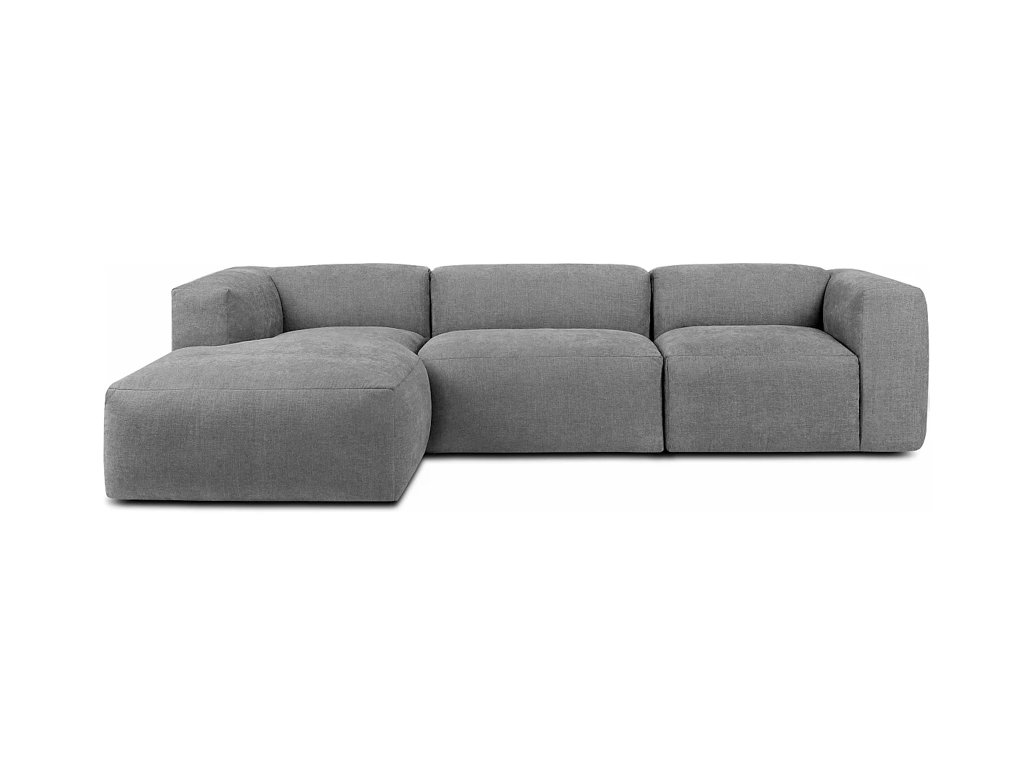 Canapé d'angle gauche avec assise extrêmement moelleuse et confortable - gris clair - BUFFO
