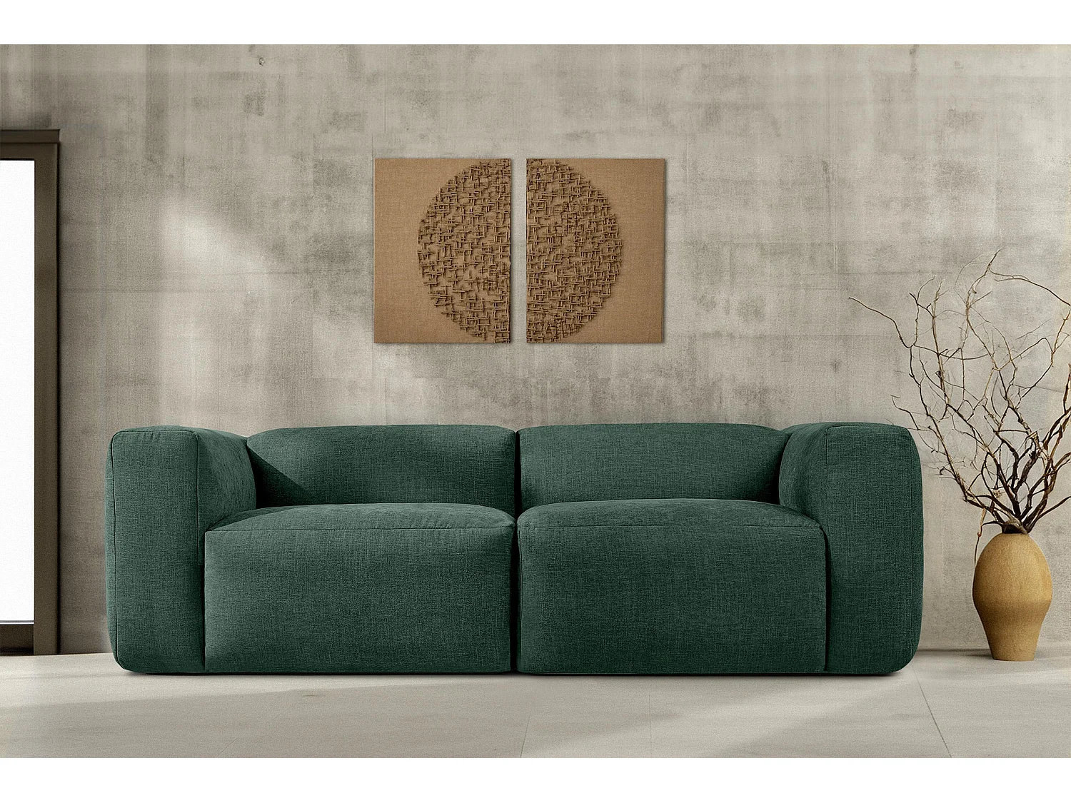 Canapé 2,5 places avec assise extrêmement moelleuse et confortable - bleu marine - BUFFO