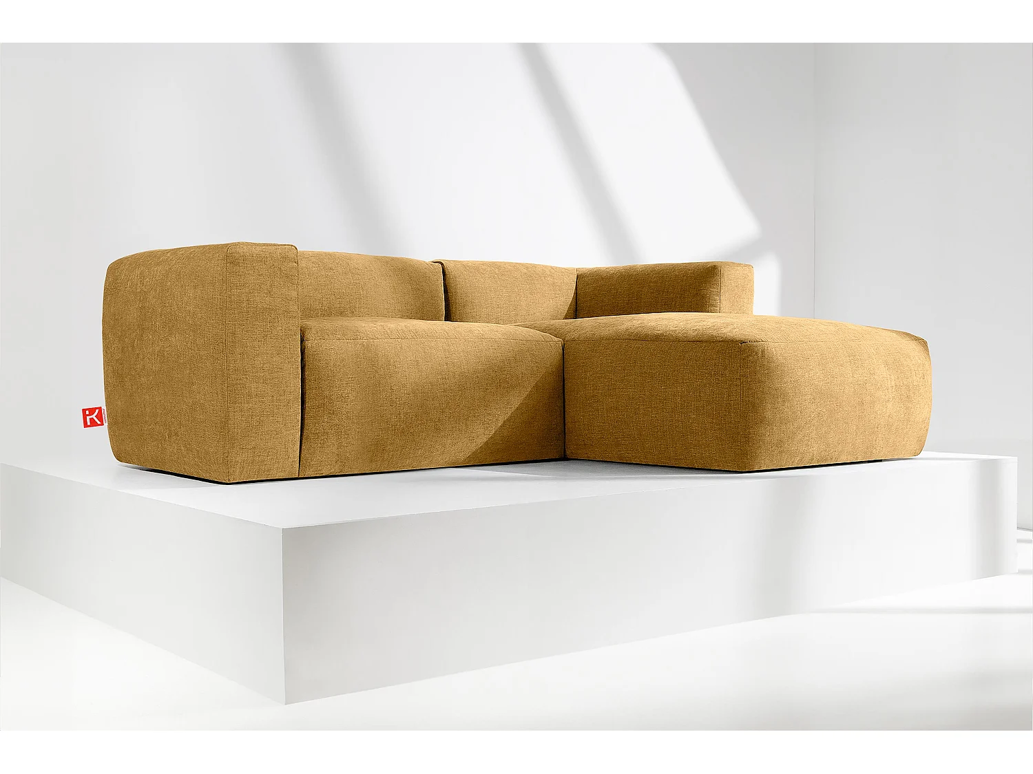 Ecksofa Rechts 3/4 Sitzer mit extrem weicher und bequemer Sitz - gelb - BUFFO
