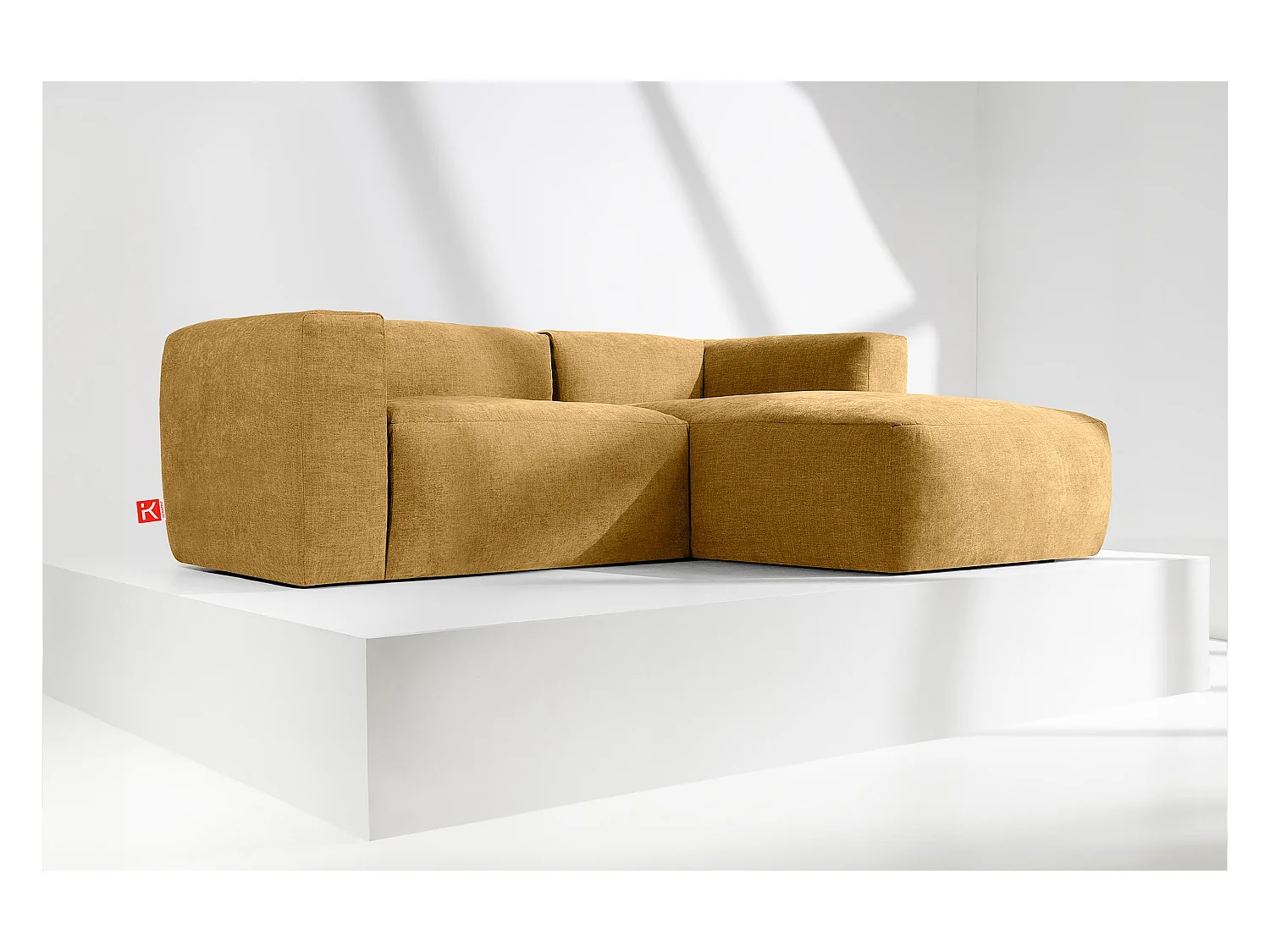 Canapé d'angle droit 3/4 places avec assise extrêmement moelleuse et confortable - jaune - BUFFO