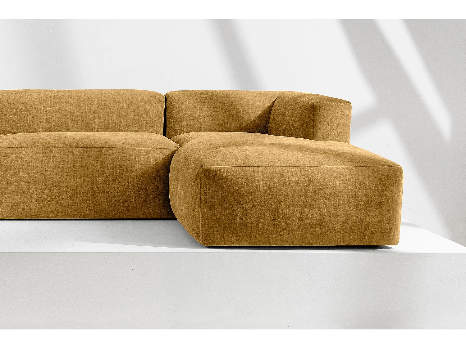 Ecksofa Rechts 3/4 Sitzer mit extrem weicher und bequemer Sitz - gelb - BUFFO