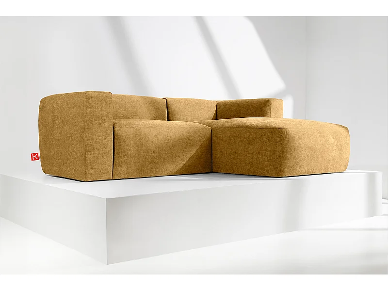 Ecksofa Rechts 3/4 Sitzer mit extrem weicher und bequemer Sitz - gelb - BUFFO