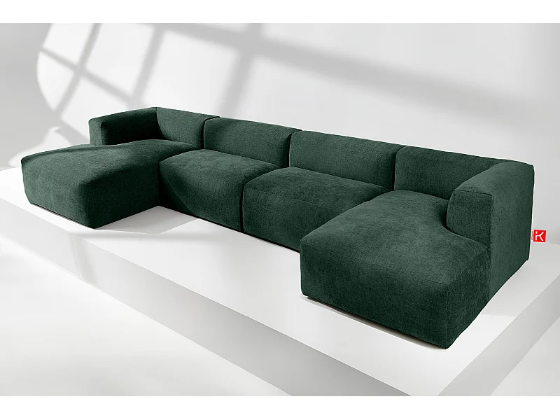 7/8 Sitzer Panorama-Ecksofa mit extrem weicher und bequemer Sitz - blau - BUFFO
