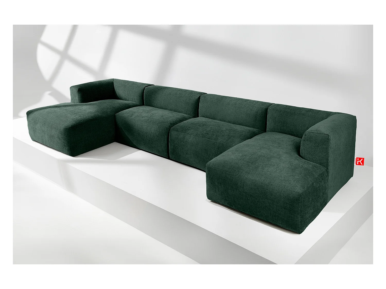 Canapé d'angle panoramique 7/8 places avec assise extrêmement moelleuse et confortable - bleu - BUFFO
