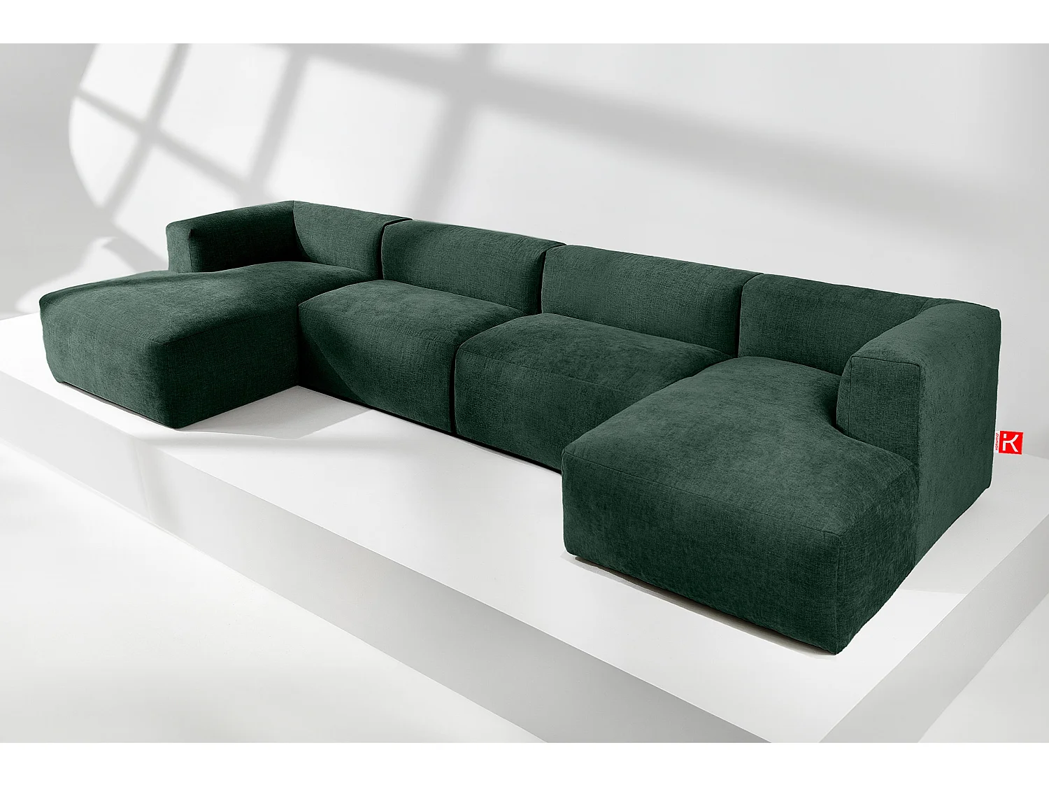 7/8 Sitzer Panorama-Ecksofa mit extrem weicher und bequemer Sitz - blau - BUFFO