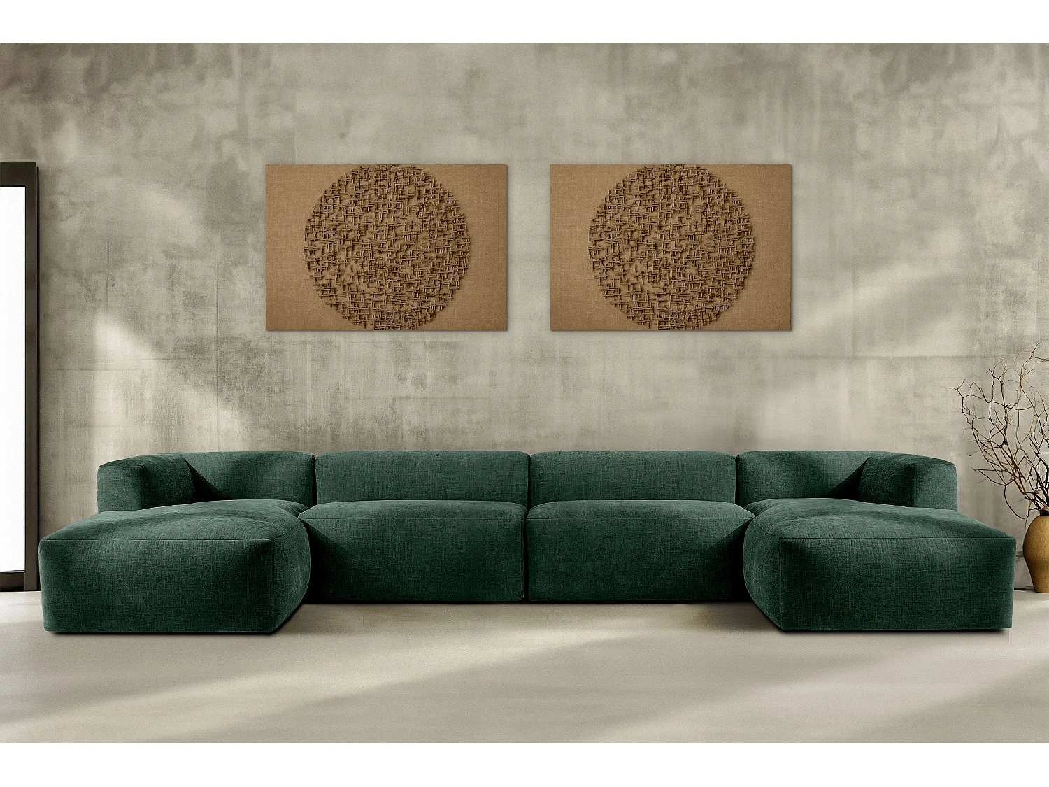 7/8 Sitzer Panorama-Ecksofa mit extrem weicher und bequemer Sitz - blau - BUFFO