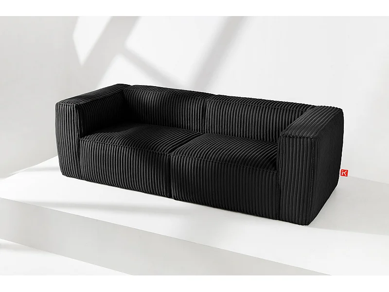 Modernes Sofa 3 Sitzer aus breitem Cordstoff - schwarz - FEROX