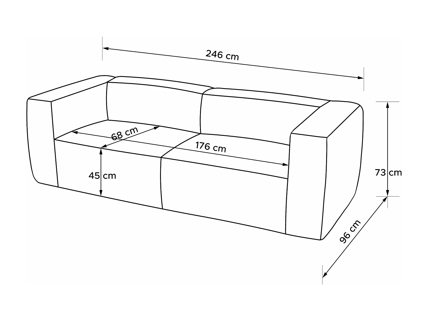 Modernes Sofa 3 Sitzer aus breitem Cordstoff - schwarz - FEROX