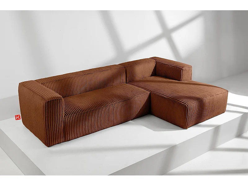 Modernes Ecksofa Rechts aus breitem Cordstoff - rot - FEROX