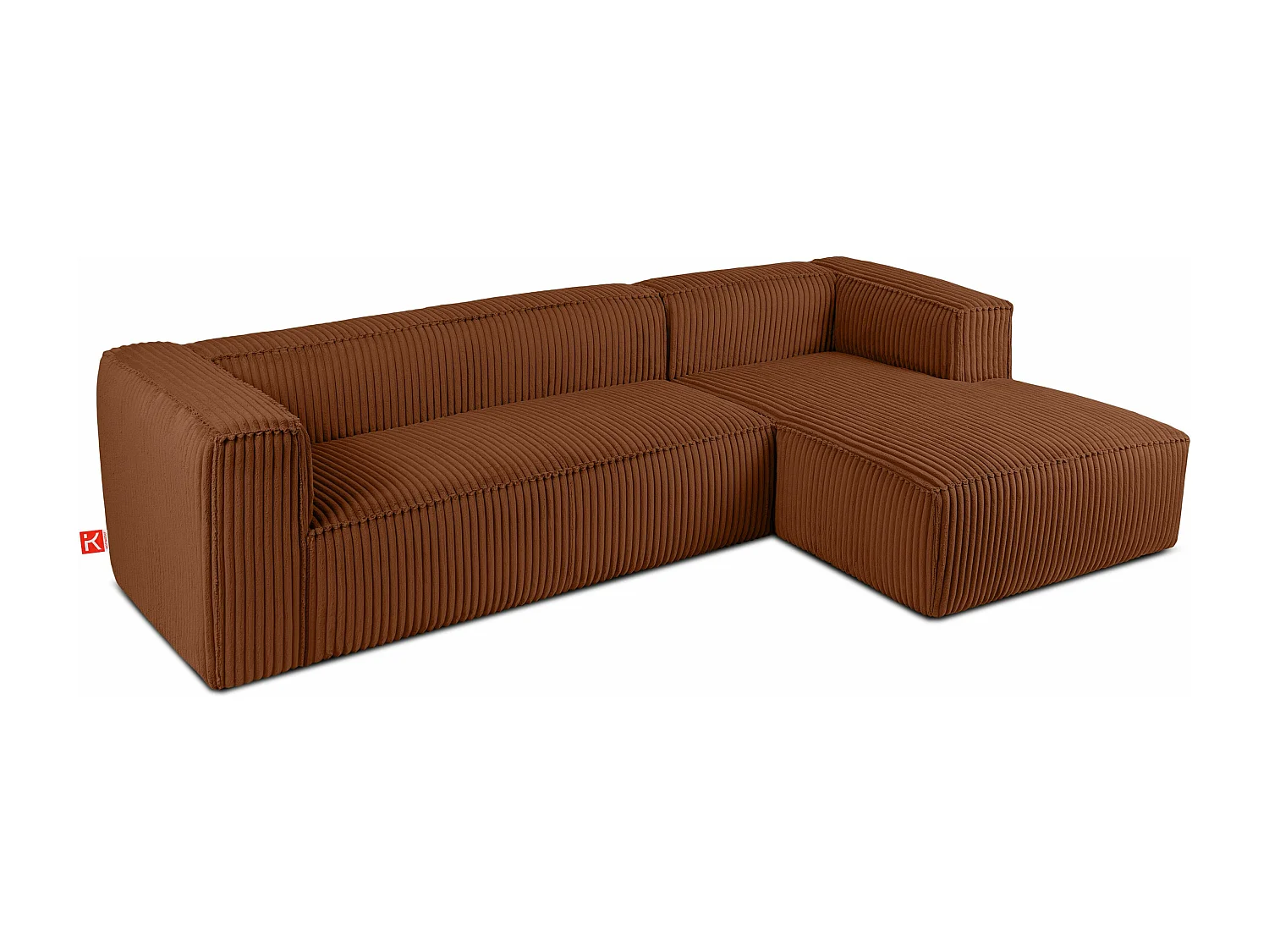 Modernes Ecksofa Rechts aus breitem Cordstoff - rot - FEROX