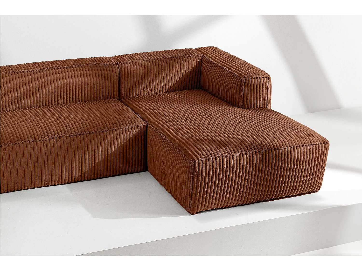 Modernes Ecksofa Rechts aus breitem Cordstoff - rot - FEROX