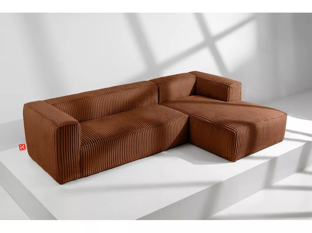 Kauf Unique Modernes Ecksofa Rechts aus breitem Cordstoff - rot - FEROX