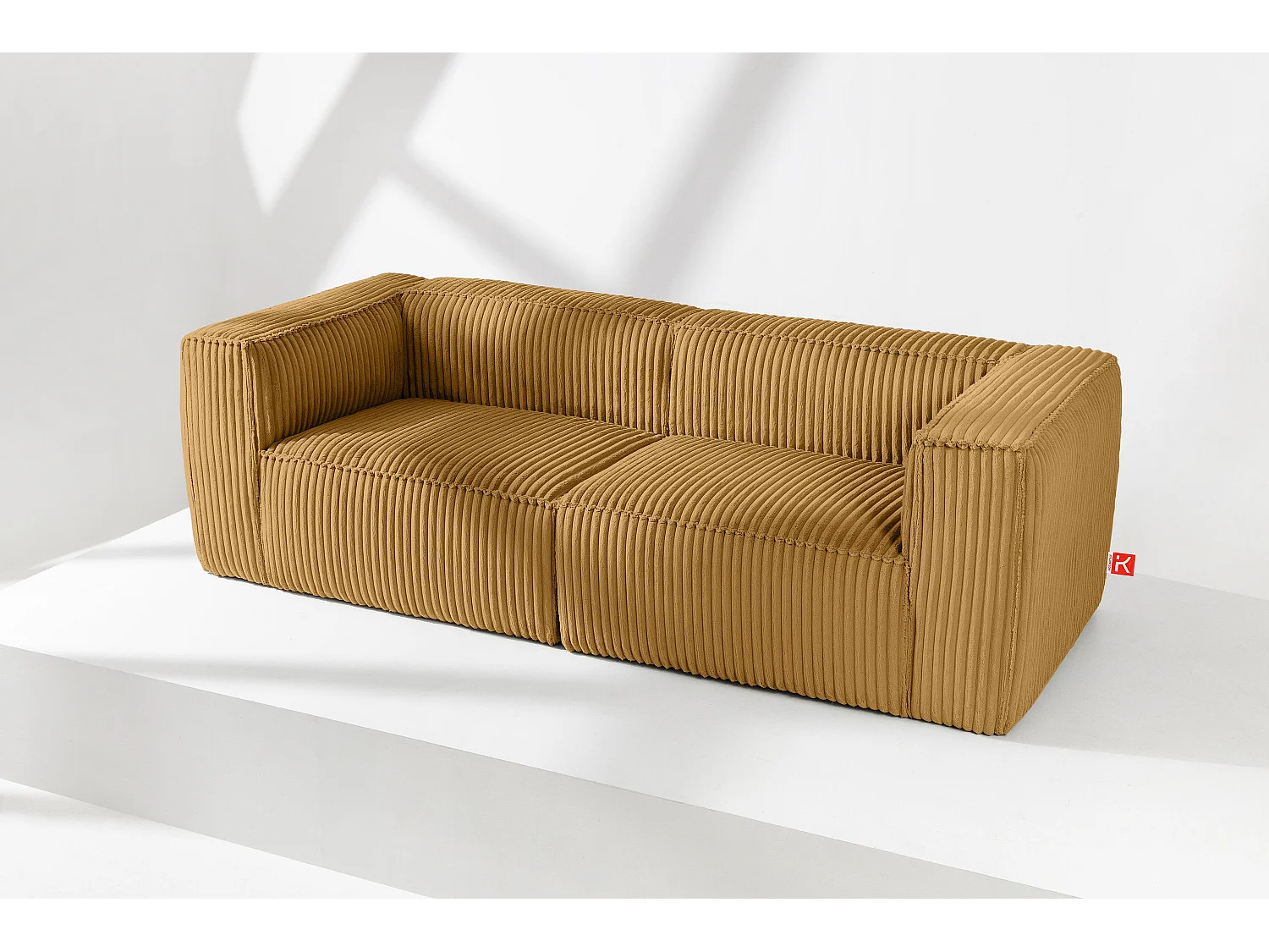 Modernes Sofa 3 Sitzer aus breitem Cordstoff - gelb - FEROX
