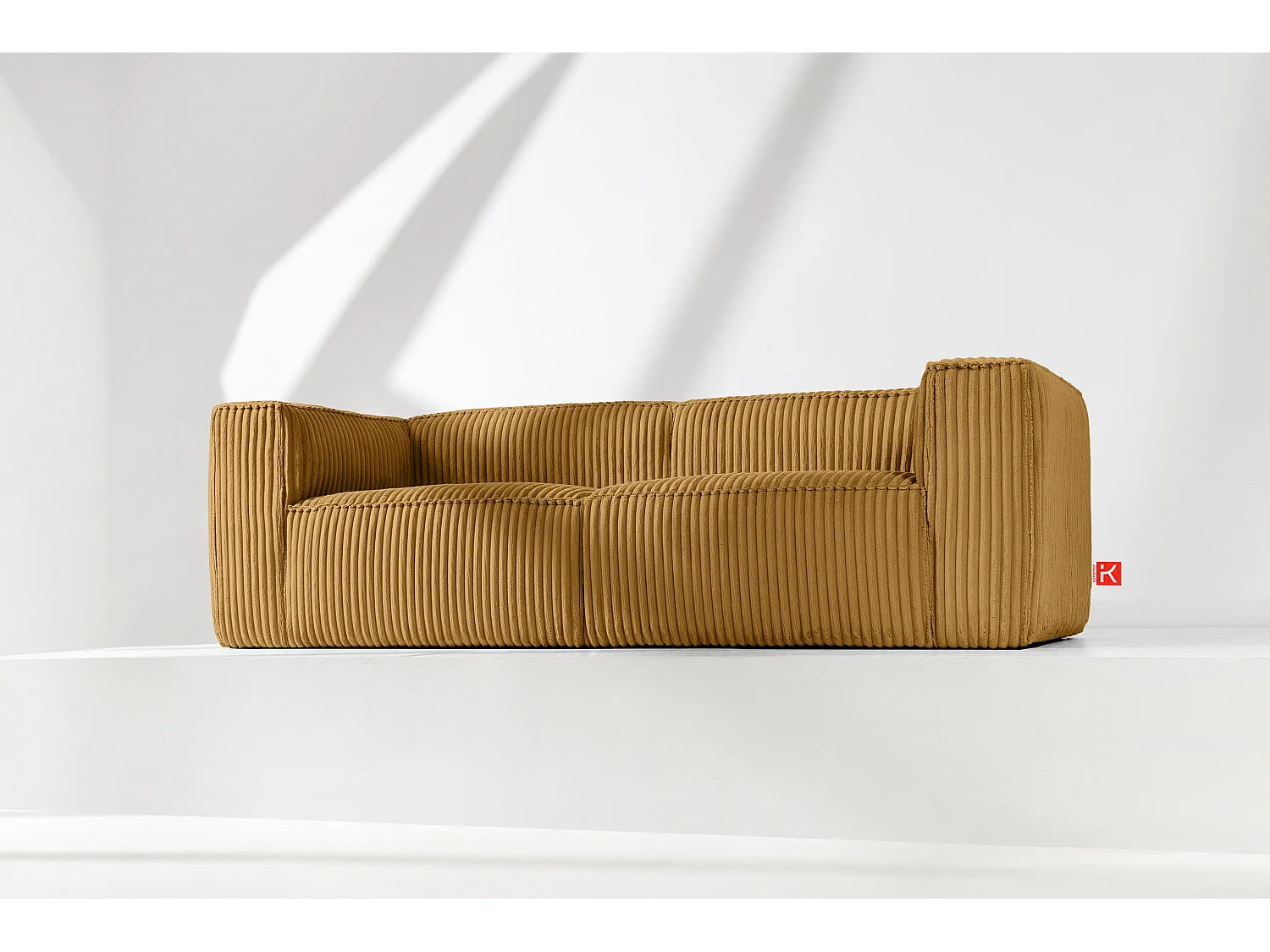 Modernes Sofa 3 Sitzer aus breitem Cordstoff - gelb - FEROX