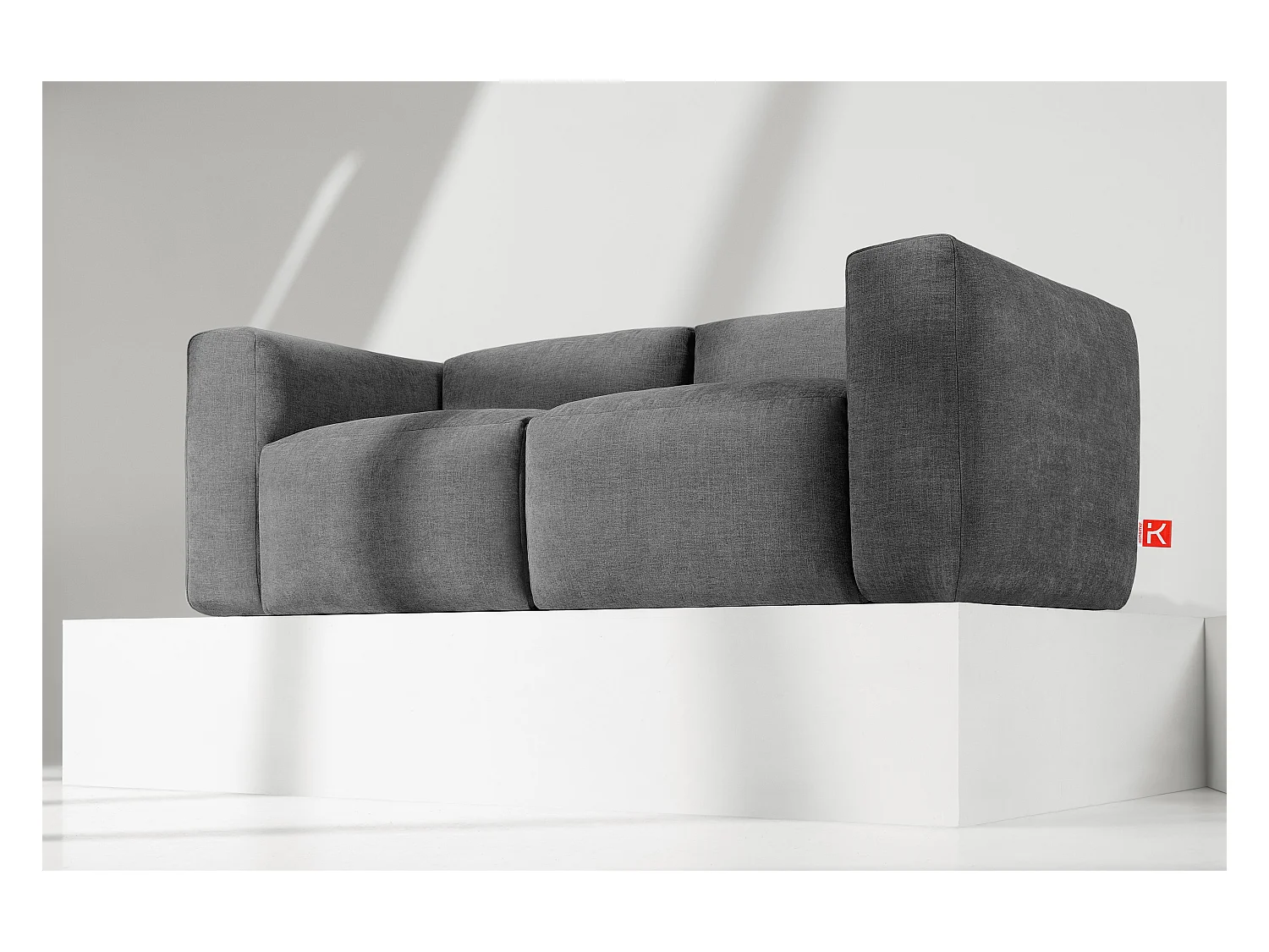 Canapé 2 places avec assise extrêmement moelleuse et confortable - Gris - BUFFO