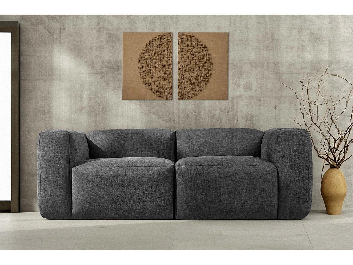 Sofa 2 Sitzer mit extrem weicher und bequemer Sitz - Grau - BUFFO