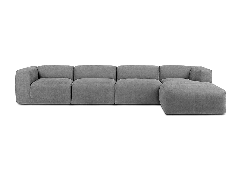 Ecksofa Rechts 6-Sitzer mit extrem weicher und bequemer Sitz - grau - BUFFO