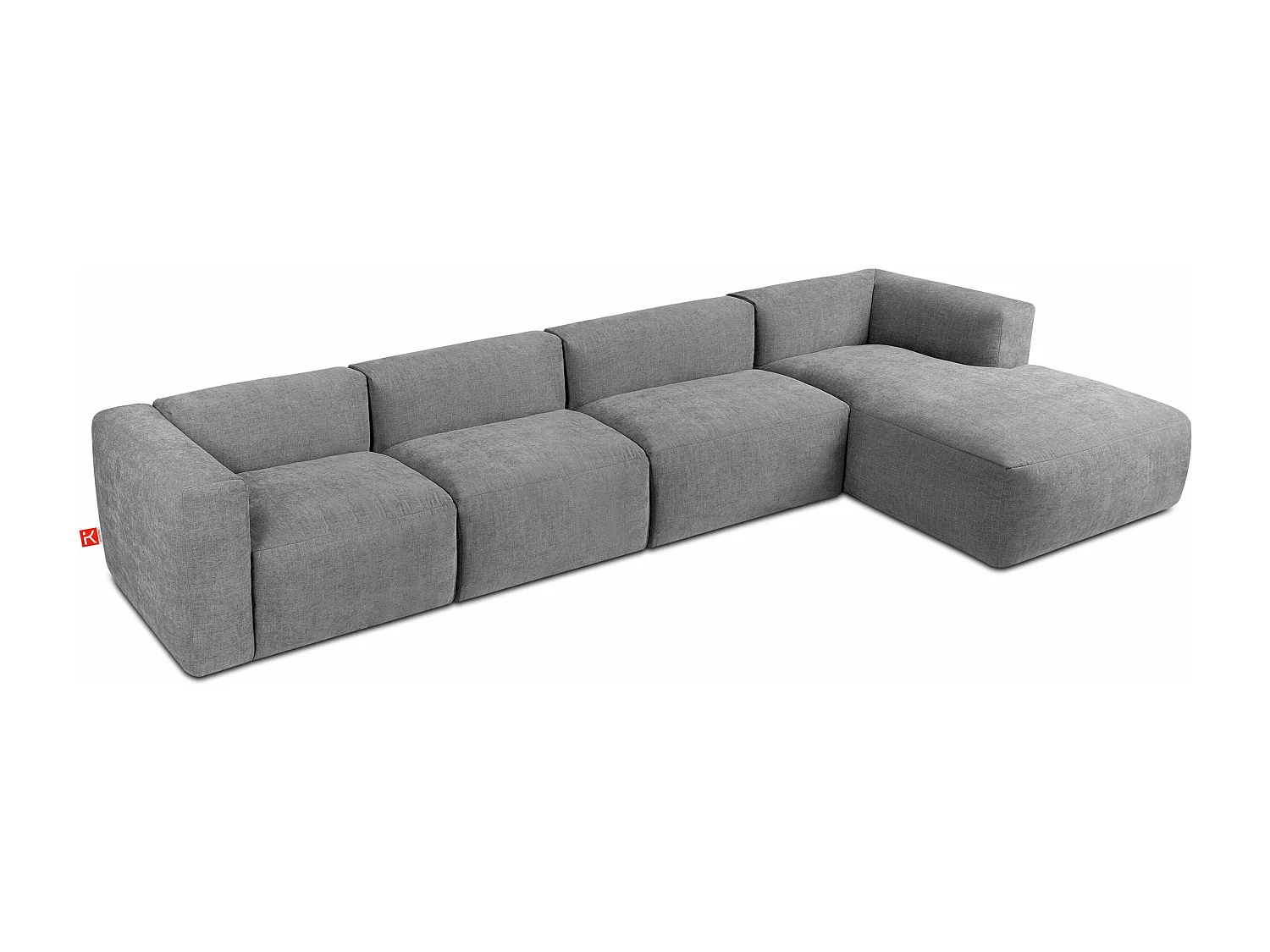 Ecksofa Rechts 6-Sitzer mit extrem weicher und bequemer Sitz - grau - BUFFO