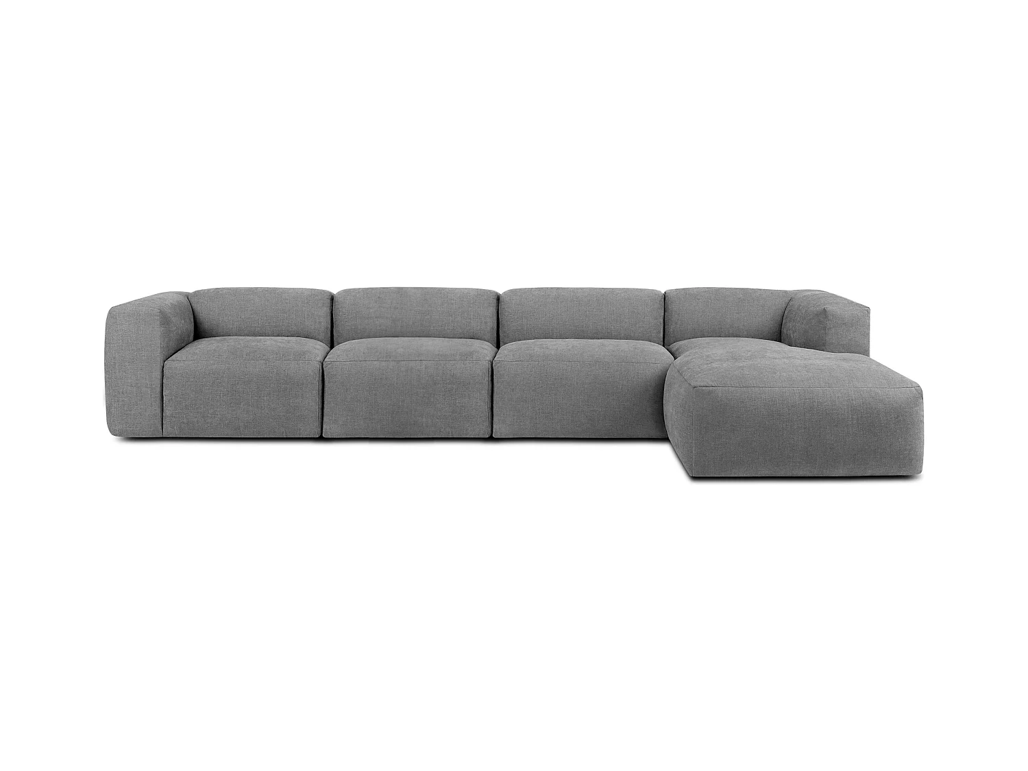 Canapé d'angle droit 6 places avec assise extrêmement moelleuse et confortable - gris - BUFFO