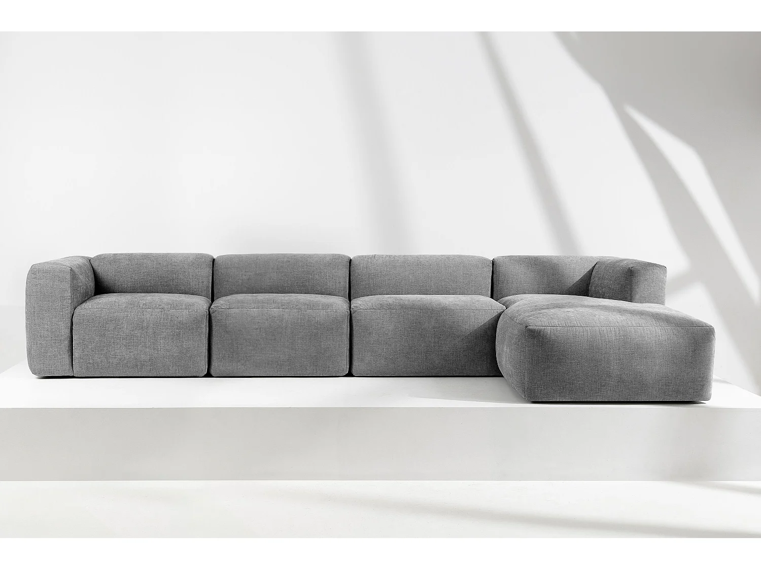 Ecksofa Rechts 6-Sitzer mit extrem weicher und bequemer Sitz - grau - BUFFO