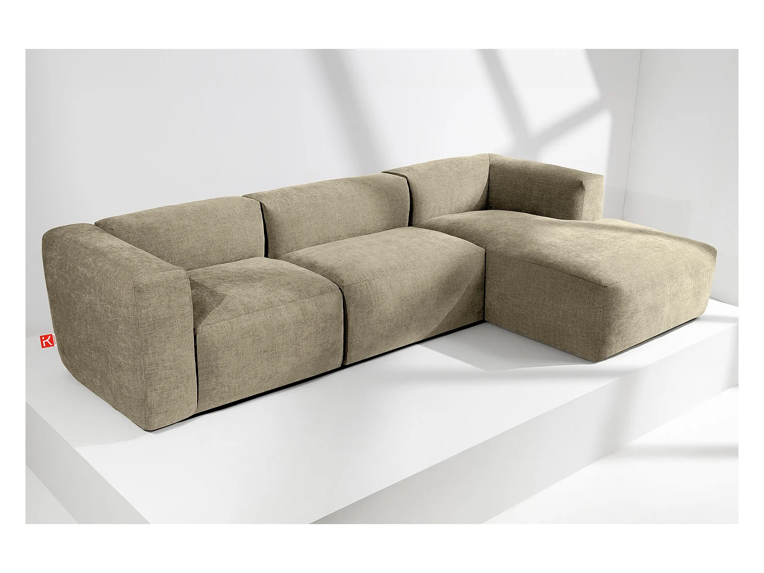 Canapé d'angle droit avec assise extrêmement moelleuse et confortable - jaune - BUFFO