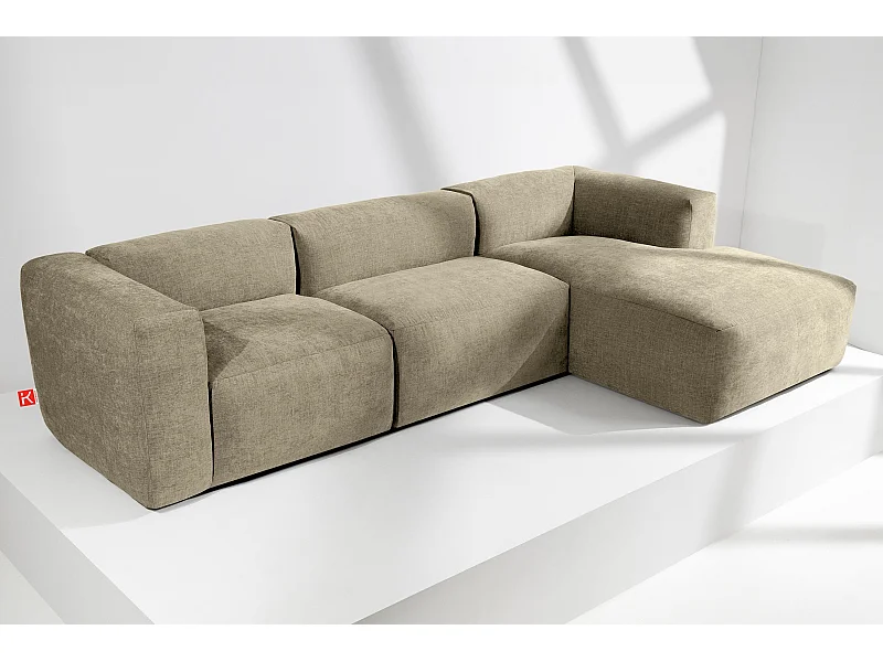 Canapé d'angle droit avec assise extrêmement moelleuse et confortable - jaune - BUFFO