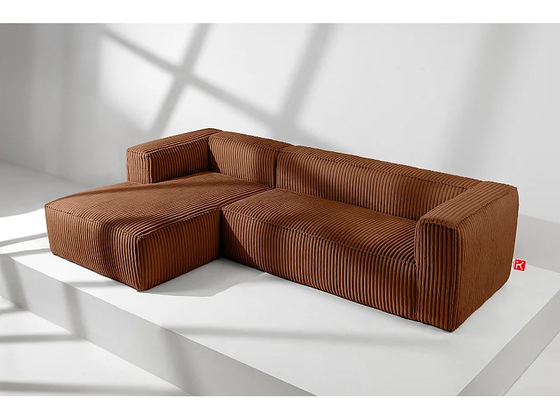 Modernes Ecksofa Links aus breitem Cordstoff - rot - FEROX
