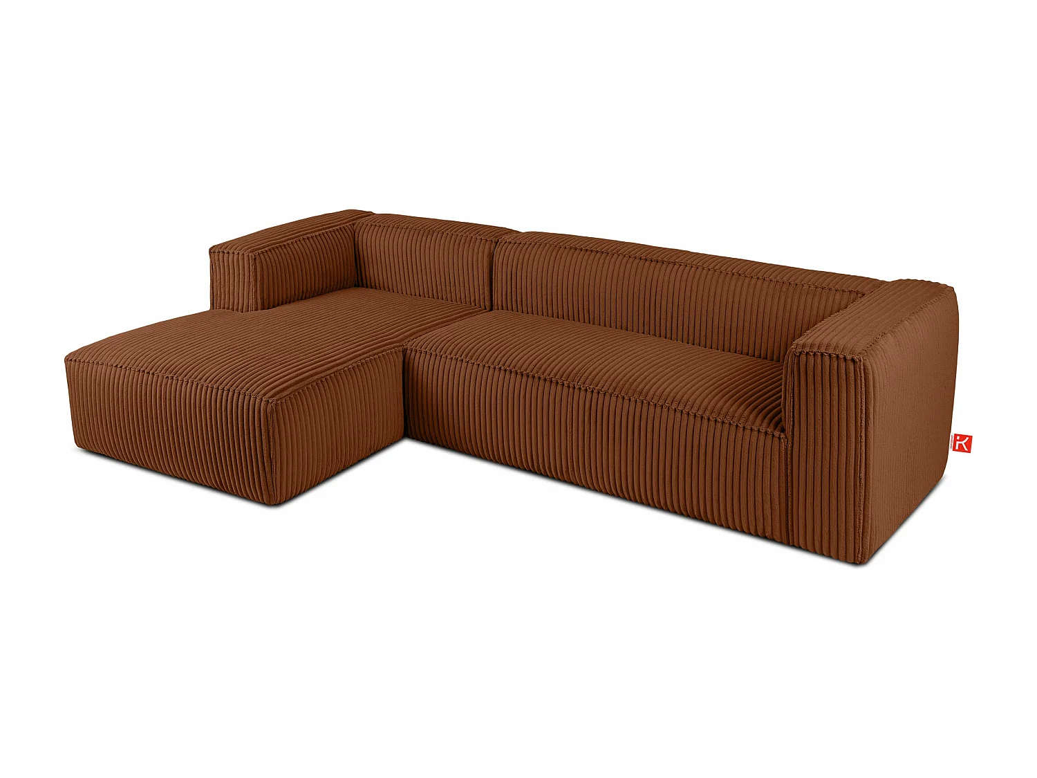 Modernes Ecksofa Links aus breitem Cordstoff - rot - FEROX