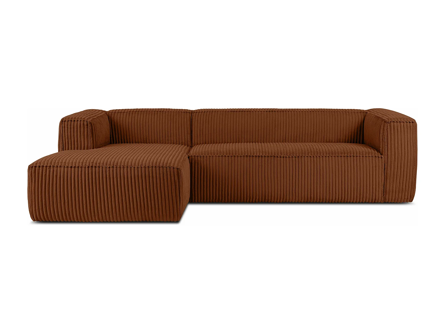 Modernes Ecksofa Links aus breitem Cordstoff - rot - FEROX
