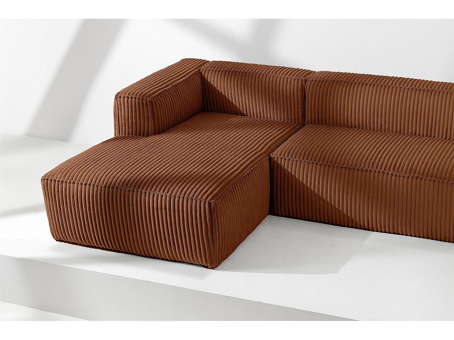 Modernes Ecksofa Links aus breitem Cordstoff - rot - FEROX