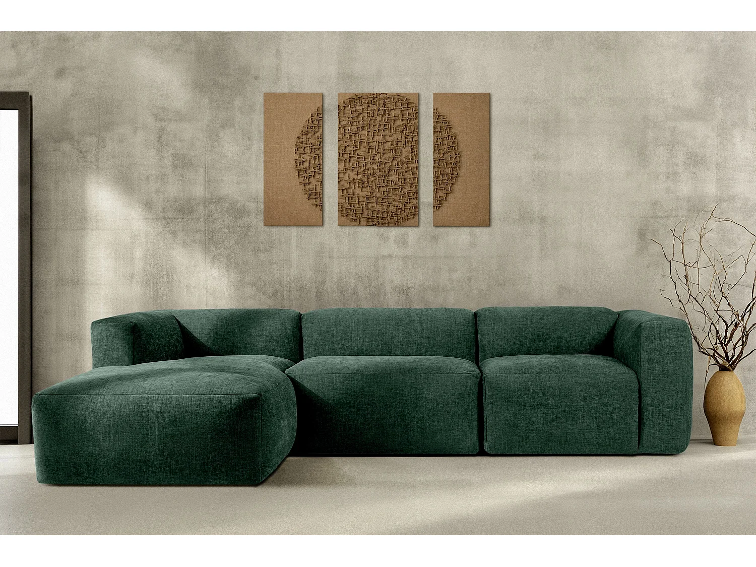 Ecksofa Links mit extrem weicher und bequemer Sitz - marineblau - BUFFO