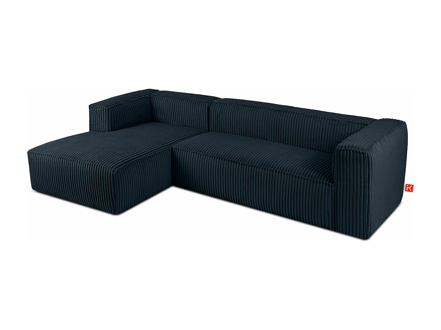 Modernes Ecksofa Links aus breitem Cordstoff - marineblau - FEROX