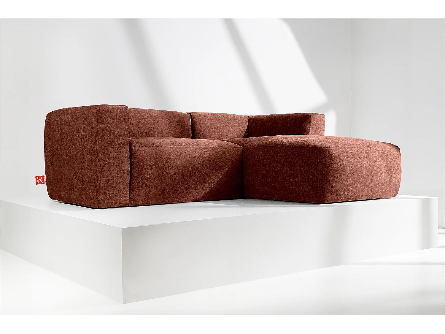 Ecksofa Rechts 3/4 Sitzer mit extrem weicher und bequemer Sitz - orange - BUFFO