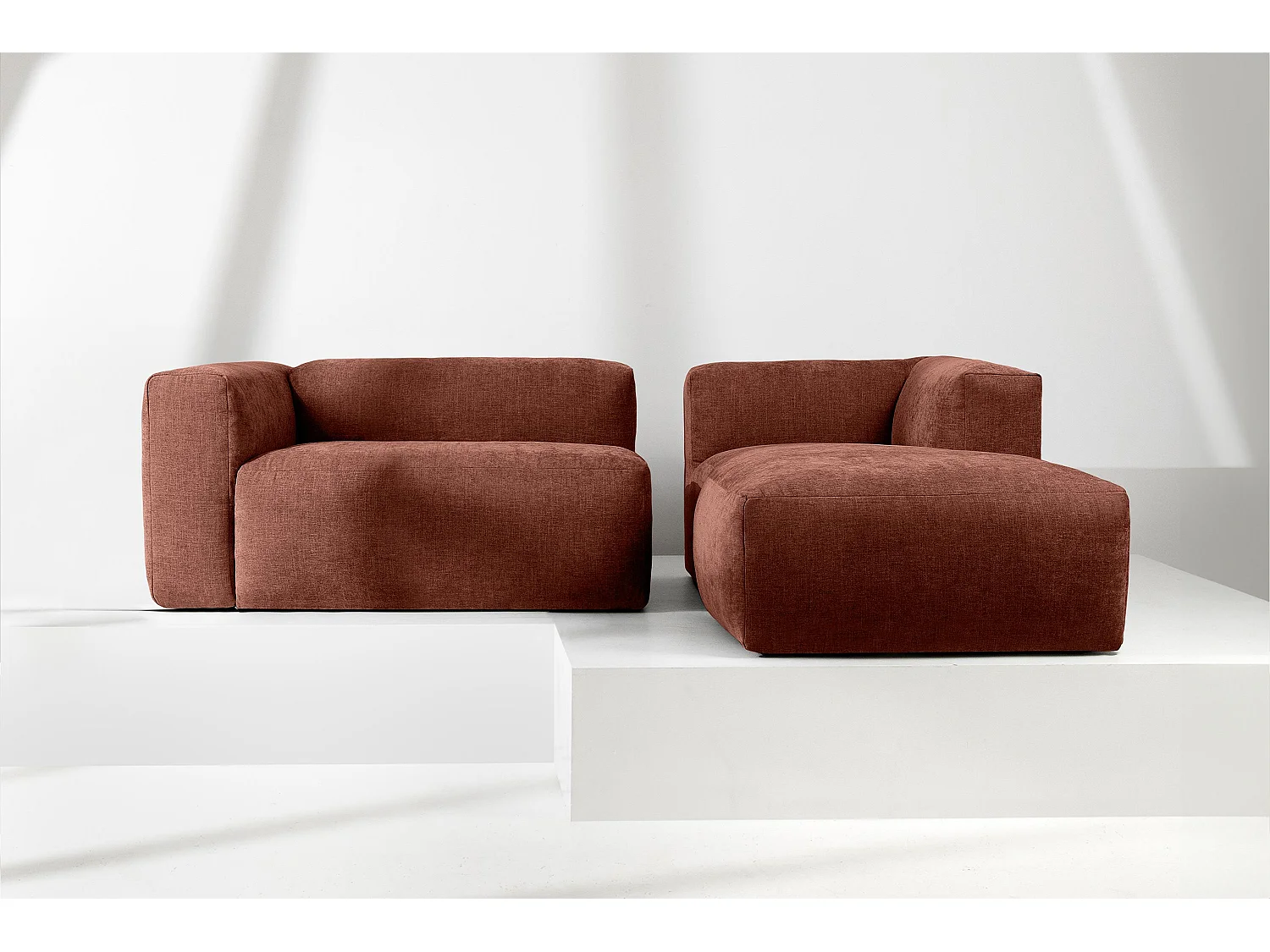Ecksofa Rechts 3/4 Sitzer mit extrem weicher und bequemer Sitz - orange - BUFFO