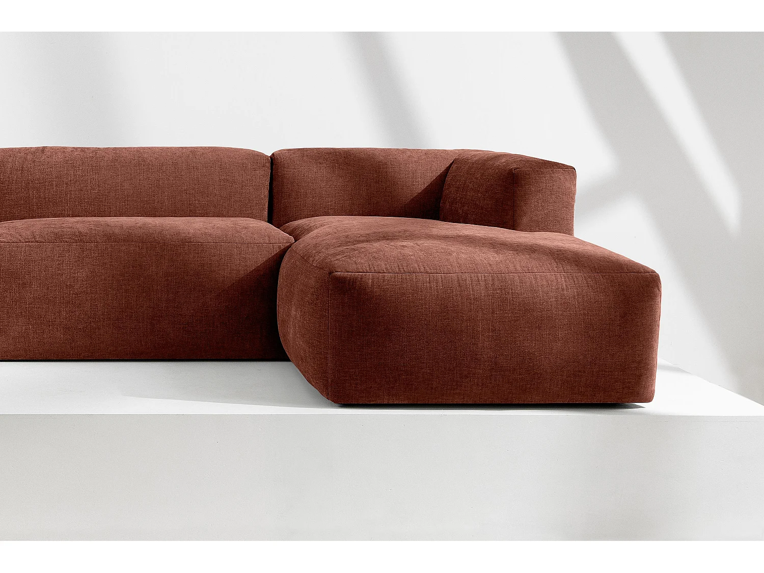 Ecksofa Rechts 3/4 Sitzer mit extrem weicher und bequemer Sitz - orange - BUFFO
