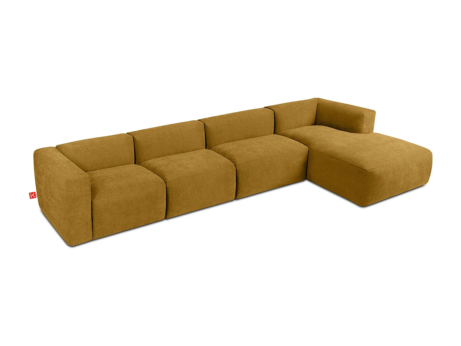 Ecksofa Rechts 6-Sitzer mit extrem weicher und bequemer Sitz - gelb - BUFFO